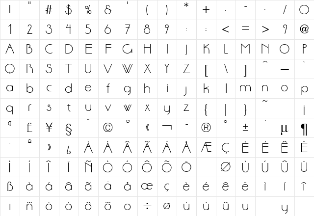 Aase Regular Character Map Aase Regular Character Map