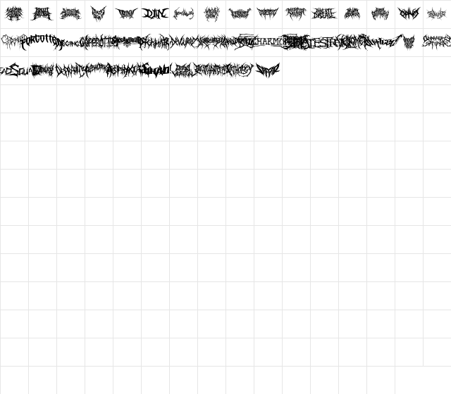 DeathMetal logo Regular Character Map