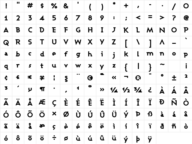 Ashby Extra Bold Regular Character Map