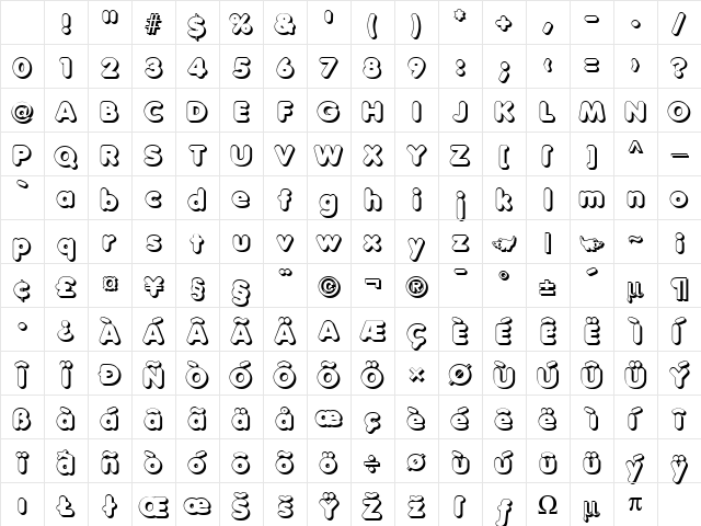 Debussy Shadow Regular Character Map