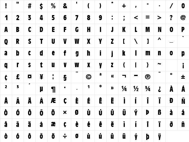 Decade Regular Character Map