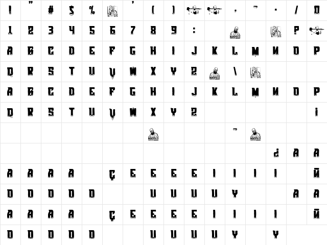 Decadence Gods Regular Character Map Decadence Gods Regular Character Map