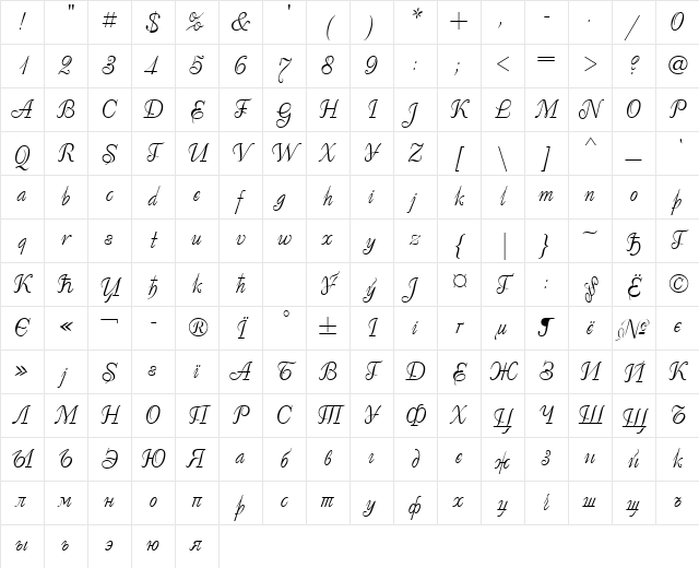 DecorCTT Regular Character Map