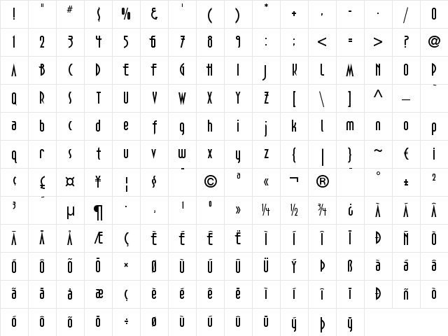 DecoTech Regular Character Map