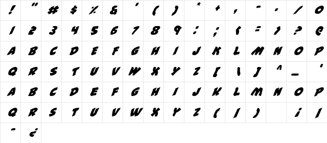 #44 Font Italic Italic Character Map