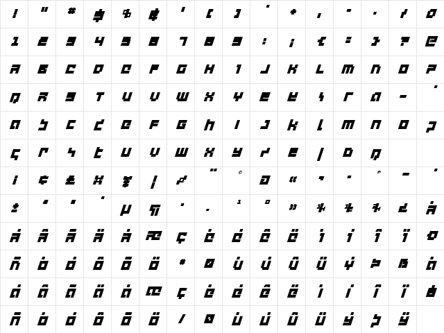 deep data cube super-italic Regular Character Map