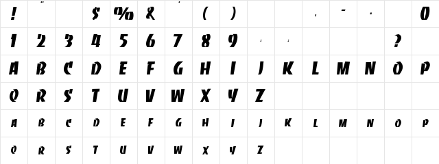 Delavan Regular Character Map
