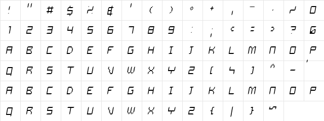 Delilah ThinOblique Character Map