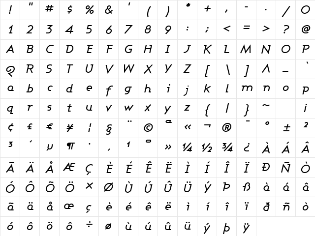 Ashby Medium Regular Character Map