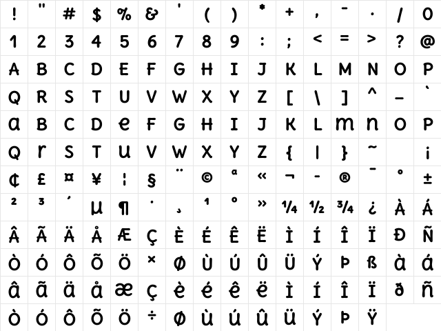 Delius Unicase Bold Character Map Delius Unicase Bold Character Map