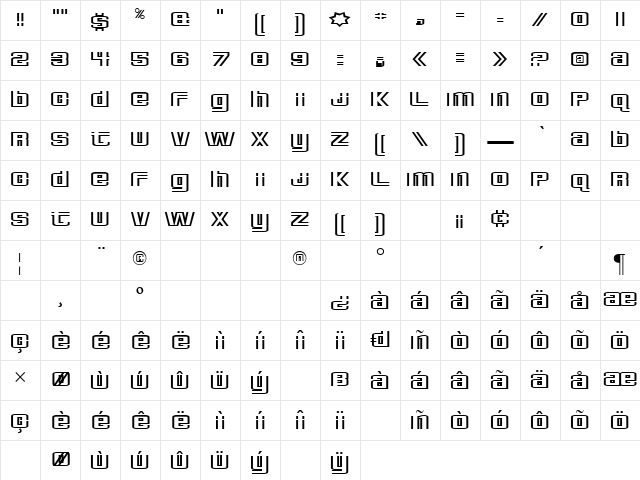 Deluxe Ducks Regular Character Map