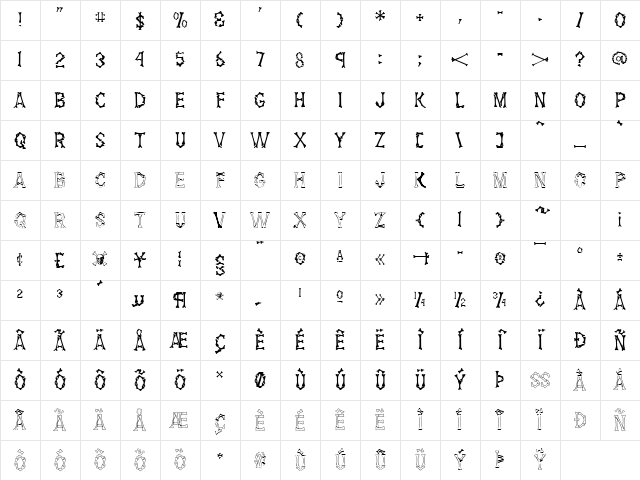 Dem Bones Regular Character Map