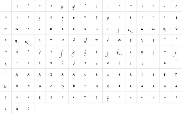 Democratika Medium Character Map