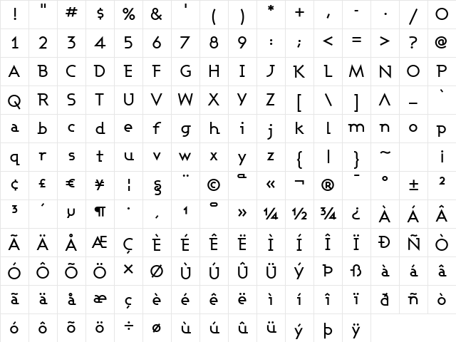 Ashby Medium Regular Character Map