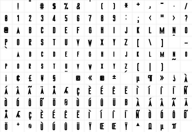 DemorestSCapsSSK Bold Character Map