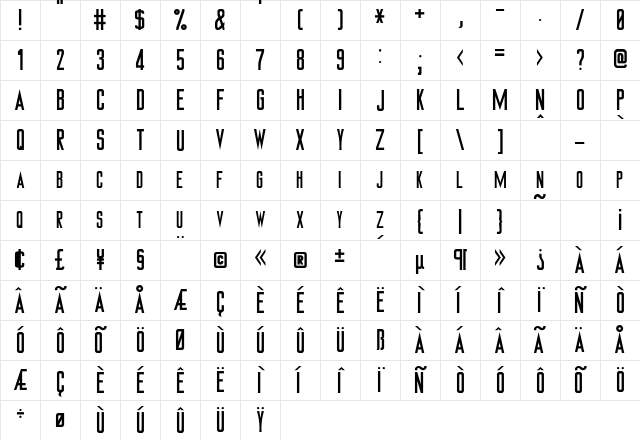 DemorestSCapsSSK Regular Character Map