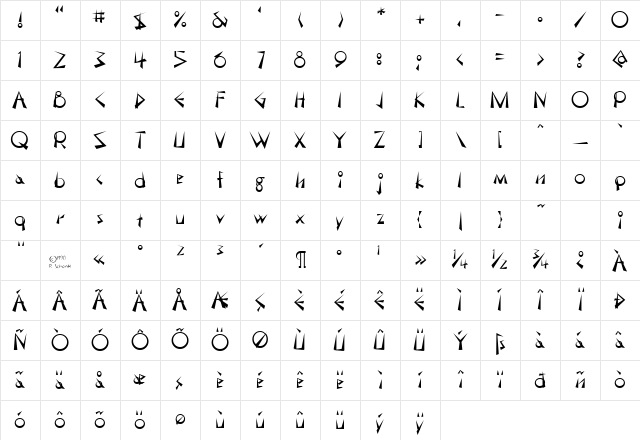 Demotte Bold Character Map