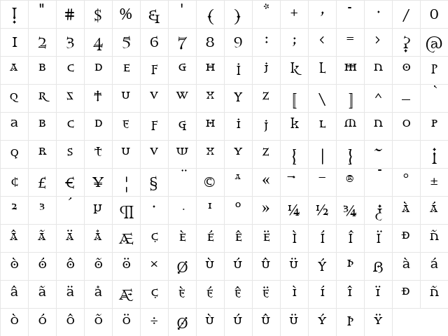 AlchemySilverHigh Regular Character Map