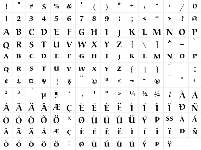 Alcuin Becker Discaps Bold Regular Character Map