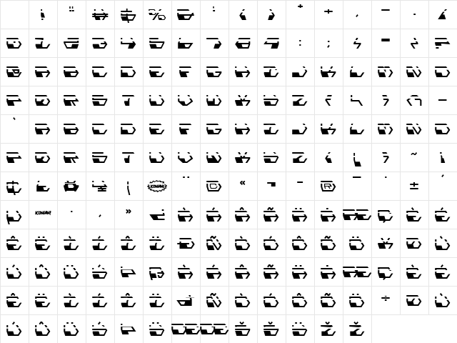 Deranian Laser Regular Character Map