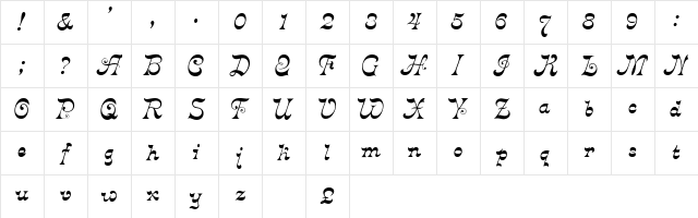 Derniere Regular Character Map