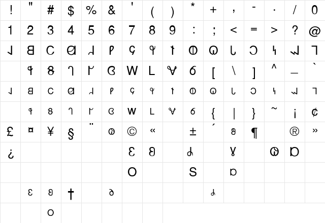 Desert Regular Character Map