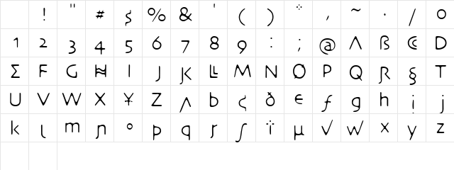 DesertCryptLight Regular Character Map
