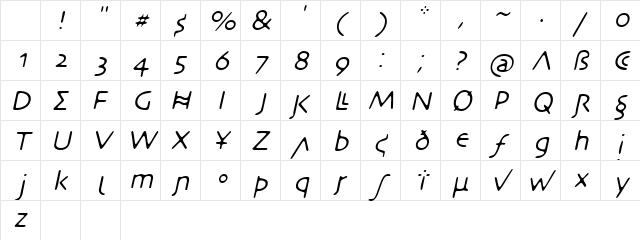 DesertCrypt Oblique Character Map DesertCrypt Oblique Character Map
