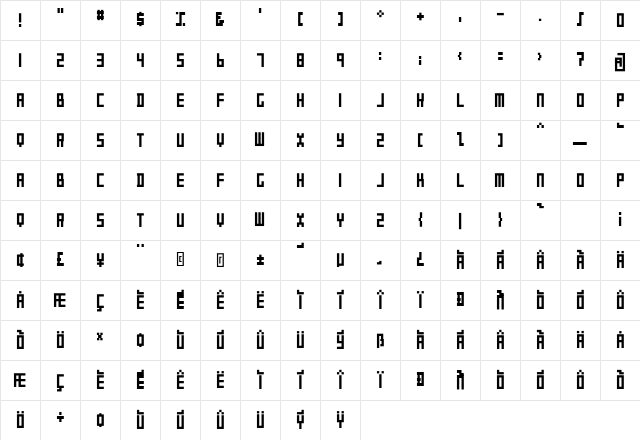 DeStijl Regular Character Map DeStijl Regular Character Map