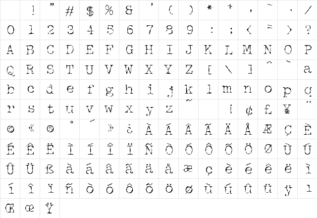 Detective Regular Character Map