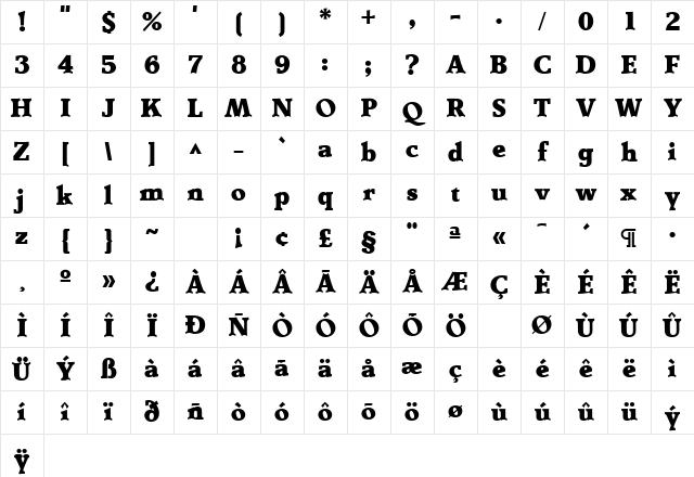 Detente Regular Character Map