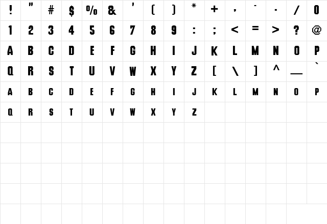 Deusex Regular Character Map