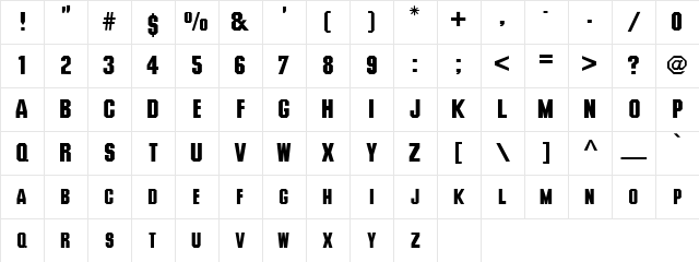 Deusex Medium Character Map