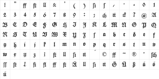Deutsche Zierschrift Regular Character Map Deutsche Zierschrift Regular Character Map