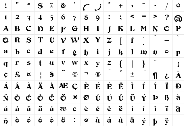 Devinne Swash Regular Character Map Devinne Swash Regular Character Map