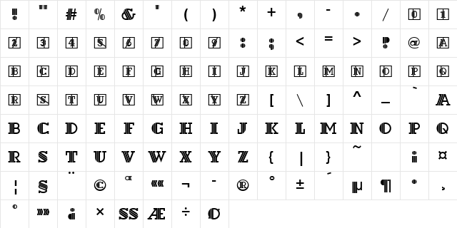 DextorIniD Regular Character Map