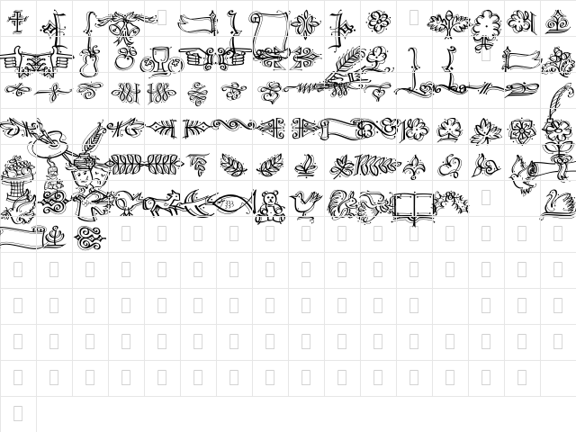 DF Calligraphic Ornaments LET Plain Character Map