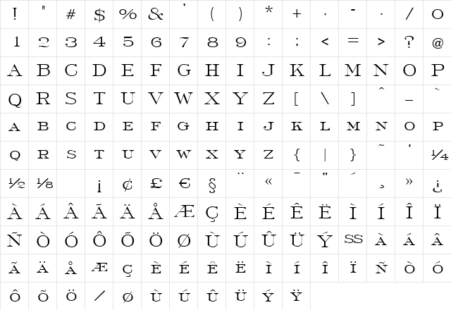 Deco-F730 Regular Character Map