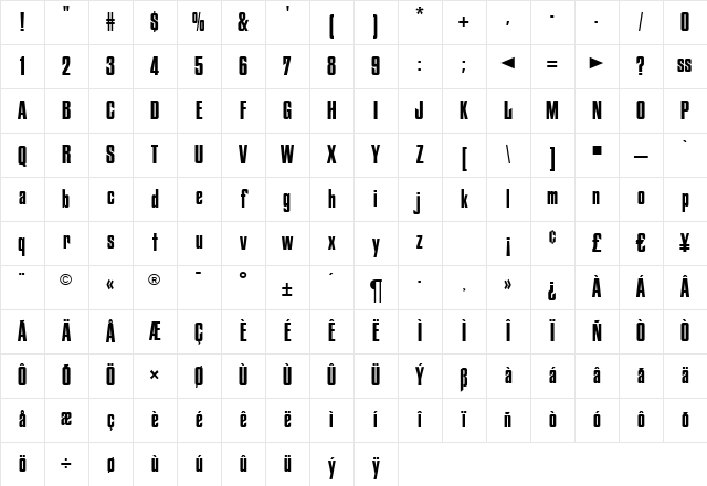 Deco-F731 Regular Character Map Deco-F731 Regular Character Map