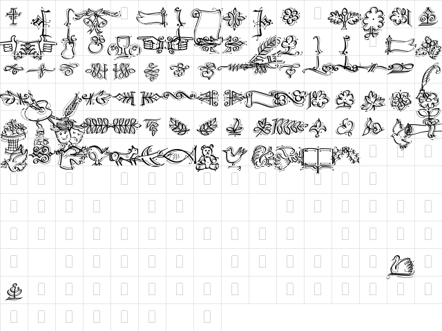 DfCalligraphicOrnamentsPlain Regular Character Map