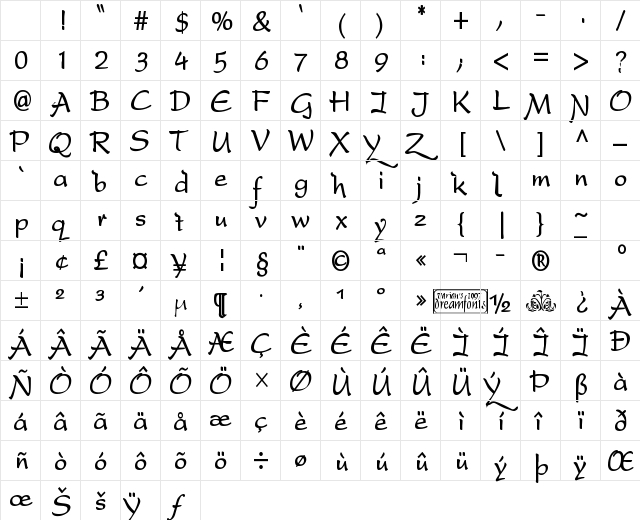 DreamerOne Bold Character Map DreamerOne Bold Character Map