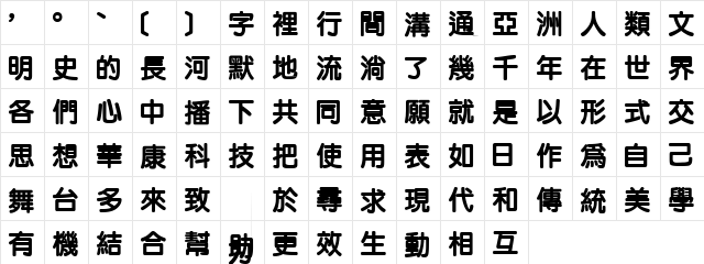 DFLiYuanXBold1B Regular Character Map DFLiYuanXBold1B Regular Character Map
