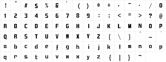 DFZongYiW5U-B5 Regular Character Map