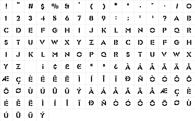 Deco-G760 Regular Character Map