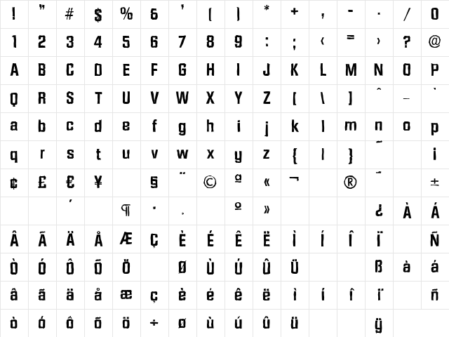 DiamanteAntique Bold Character Map