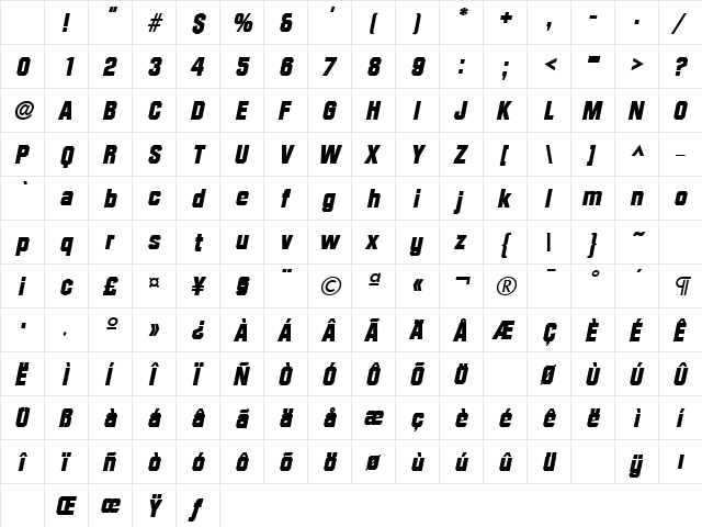 DiamanteLH Bold Italic Character Map DiamanteLH Bold Italic Character Map