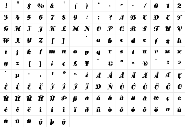 Lo-Type-Medium MediumItalic Character Map