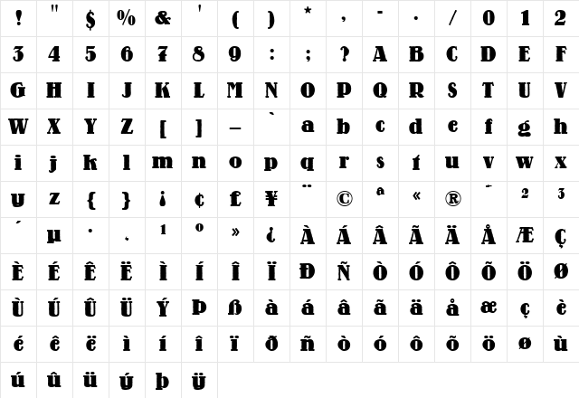 Lo-Type-Medium Medium Character Map