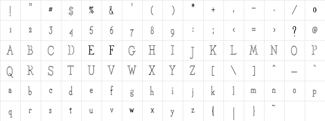 DickensHC Regular Character Map