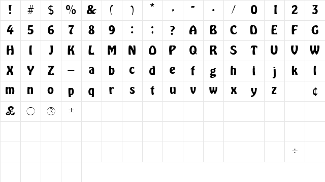 LoblollySSK Regular Character Map